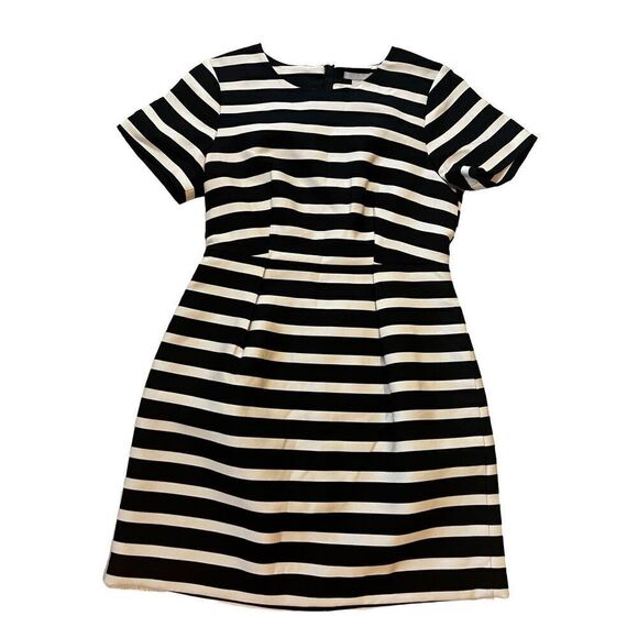 HM Striped Dress Black And Ivory Size 8 - Picture 2 of 5